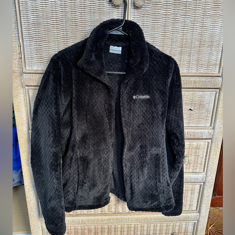 Columbia Ladies Black Faux Fur Zip Jacket Size Small